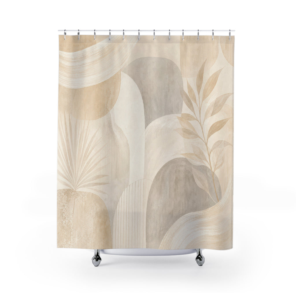 Beige Arch Leaf Shower Curtain