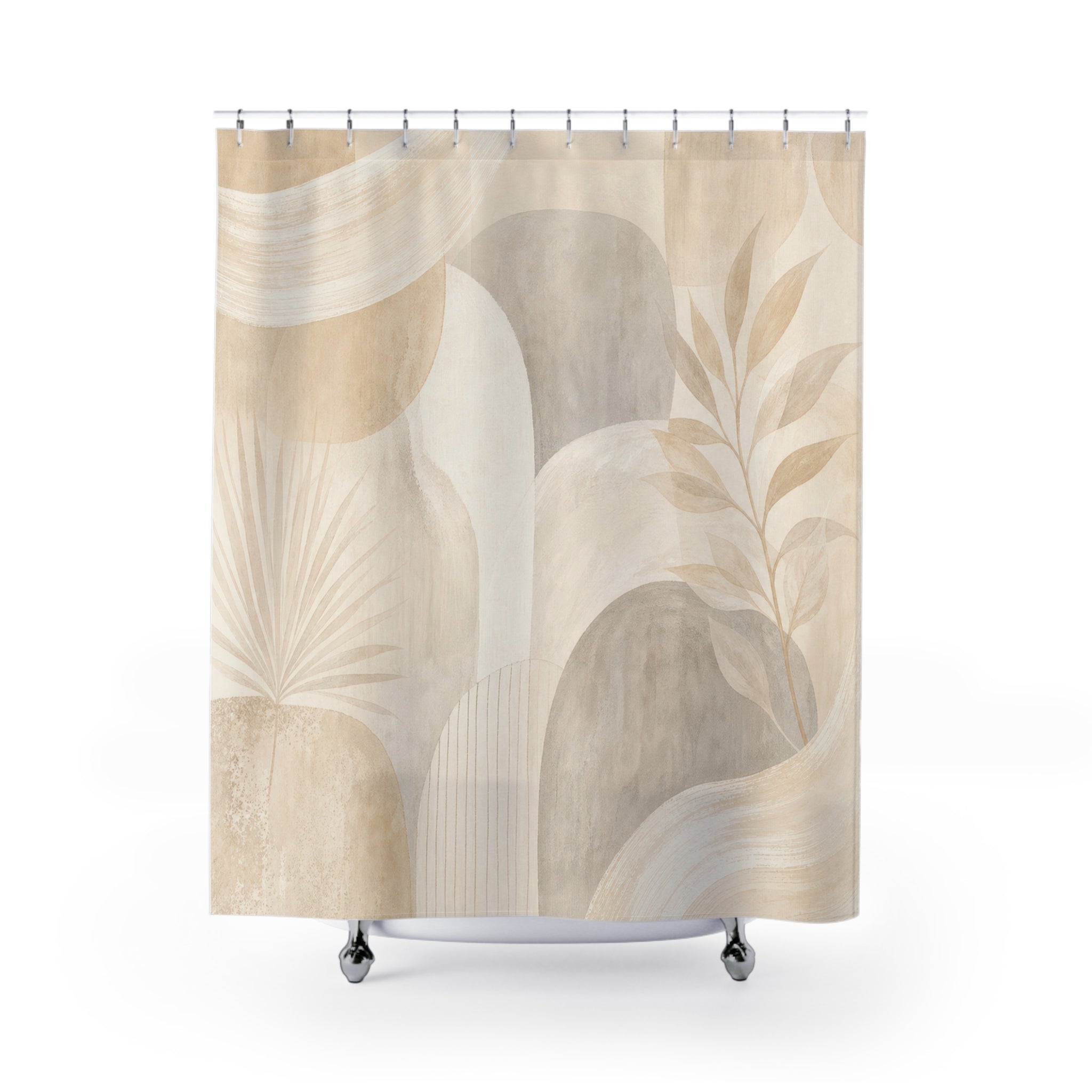 Beige Arch Leaf Shower Curtain