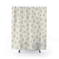 Farmhouse Shower Curtain, White Botanical Bath Decor, Small Olive Sprig Pattern, Country Guest Bathroom Decor, Cream Farmhouse Style