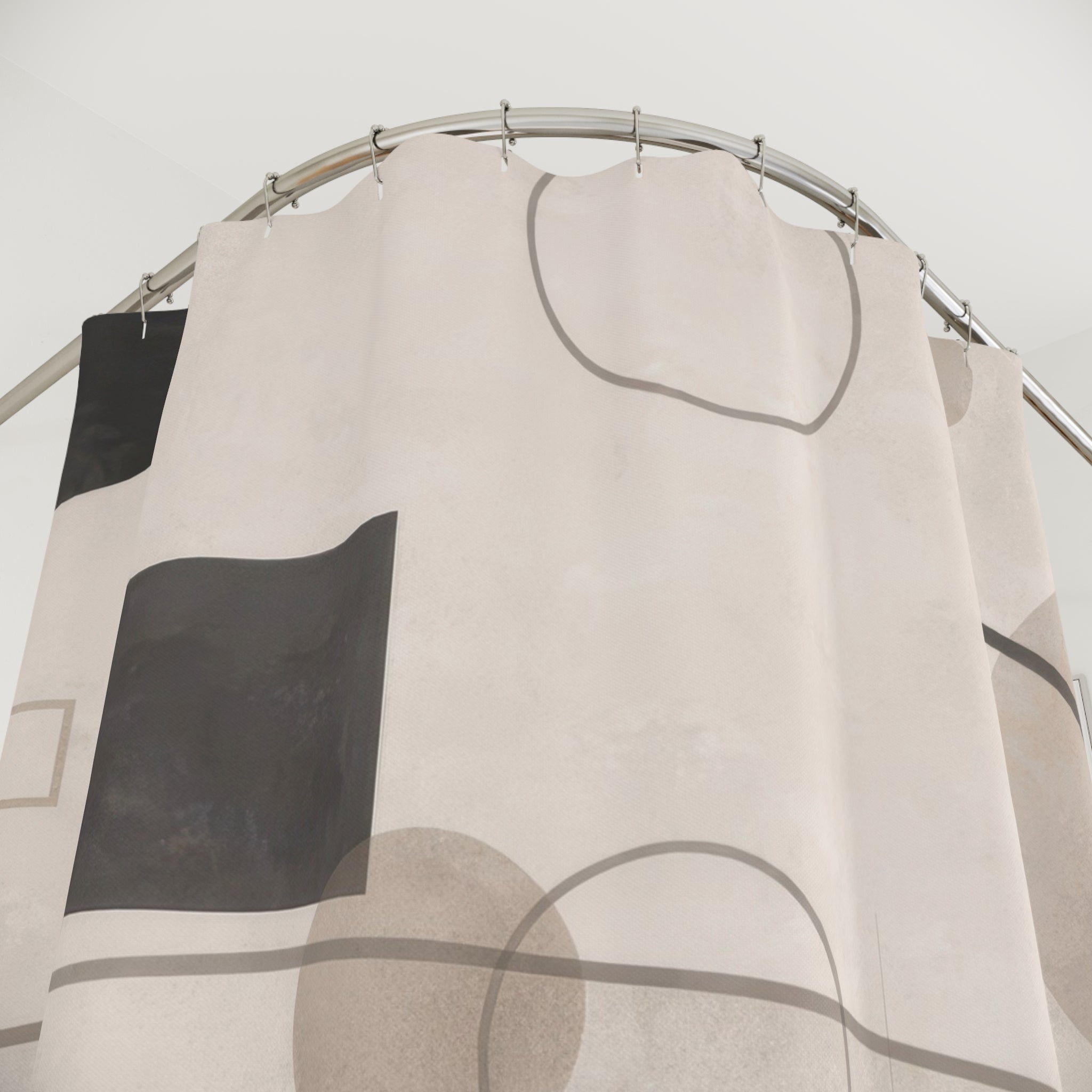 Modern Geometric Shower Curtain — Greige Circles