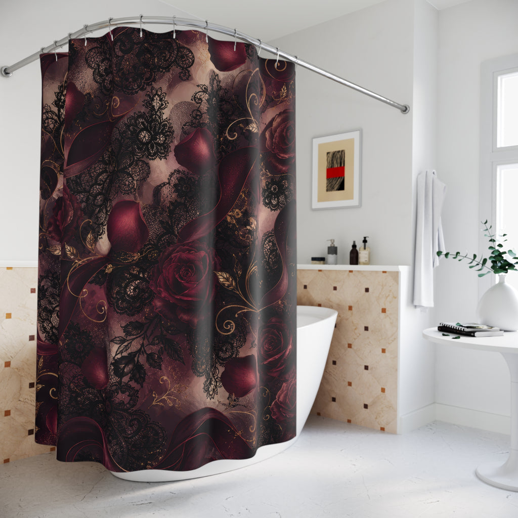 Burgundy Rose Shower Curtain