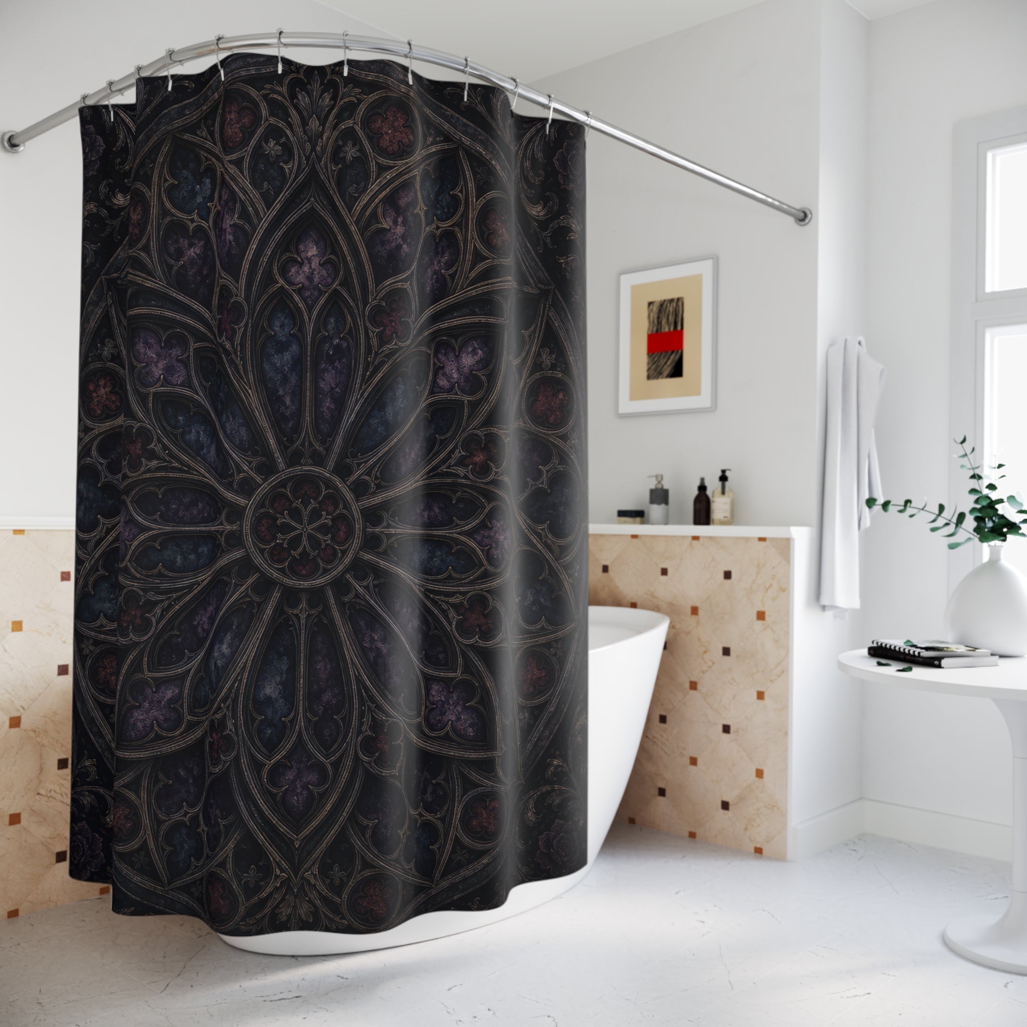 Rose Window Medallion Shower Curtain