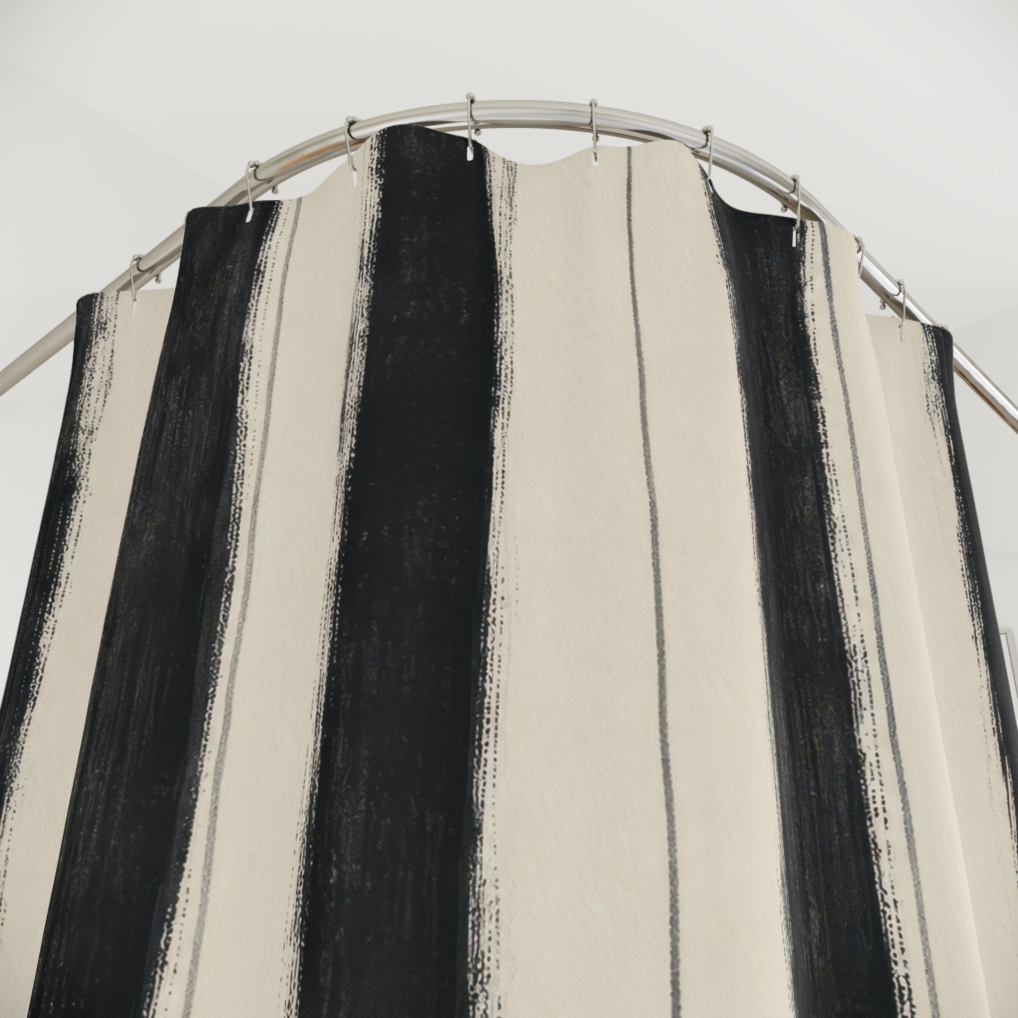 Cream Beige Brush Stripe Shower Curtain