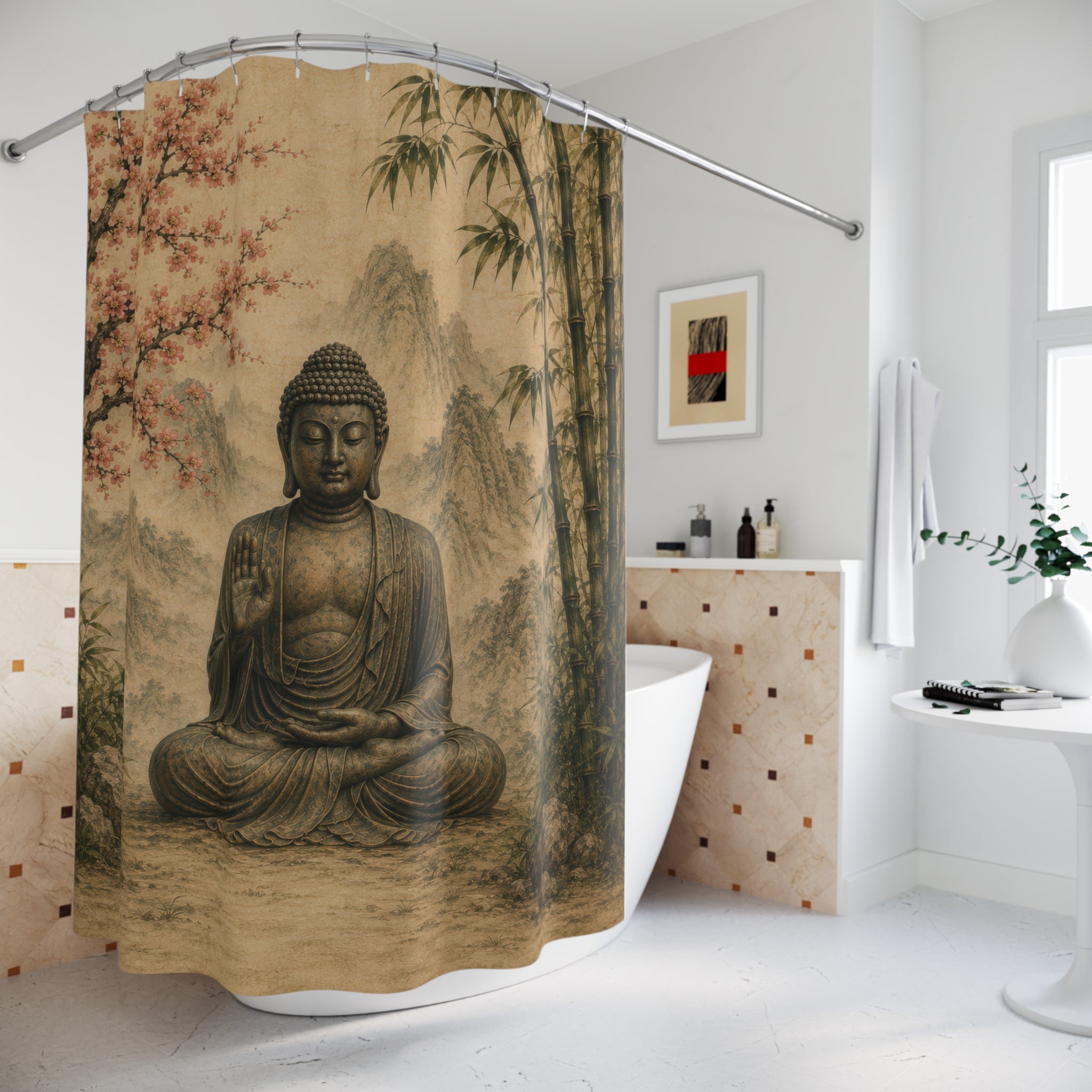 Buddha Shower Curtain: Zen Asian Wall