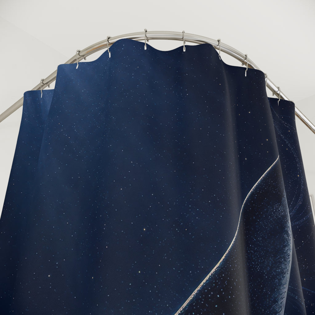 Midnight Manta Ray Navy Shower Curtain