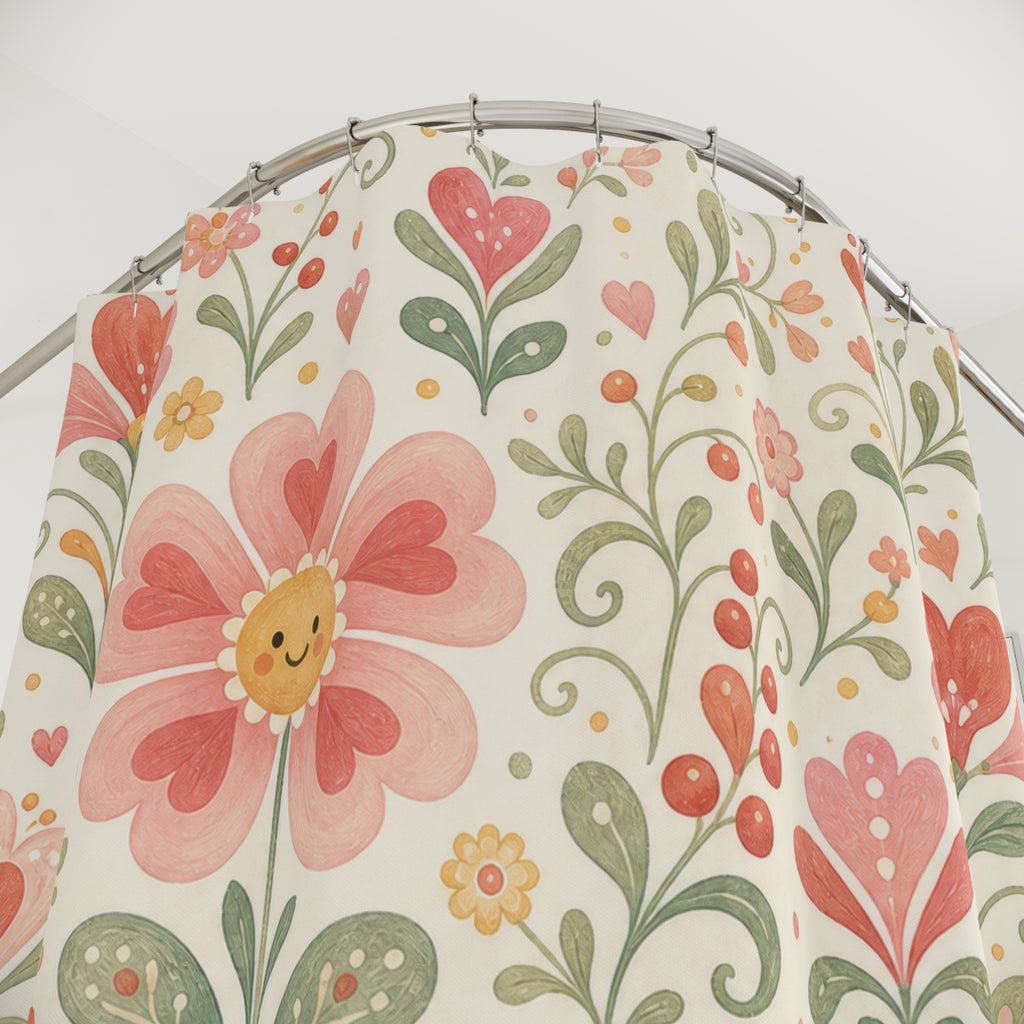 Pink Flower Shower Curtain