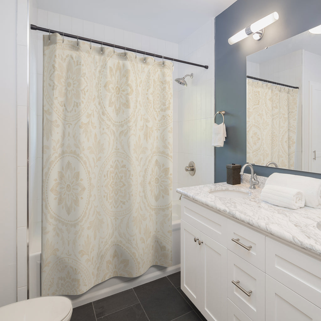 Beige Mandala Medallion Shower Curtain