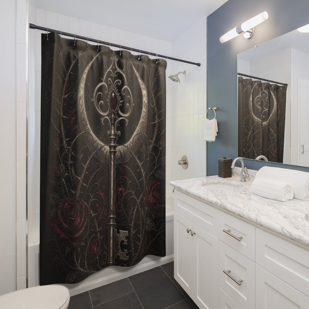 Gothic Key and Crescent Shower Curtain