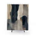 Beige Gray Abstract Black Shower Curtain