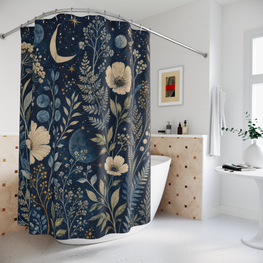 Celestial Floral Moon Shower Curtain