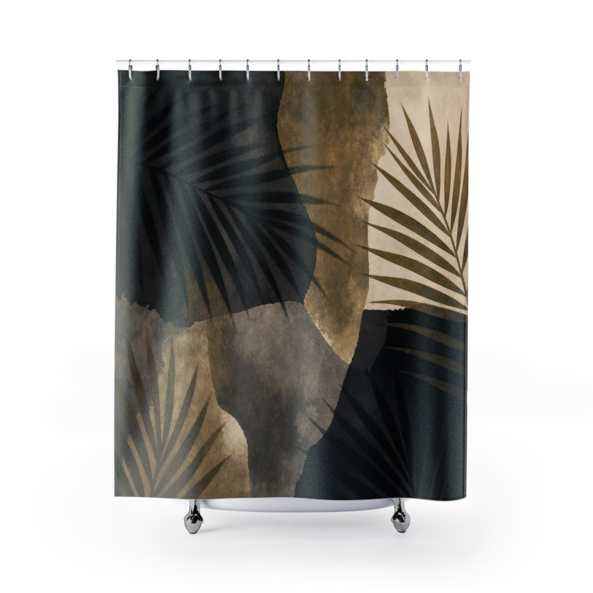 Black Palm Shower Curtain