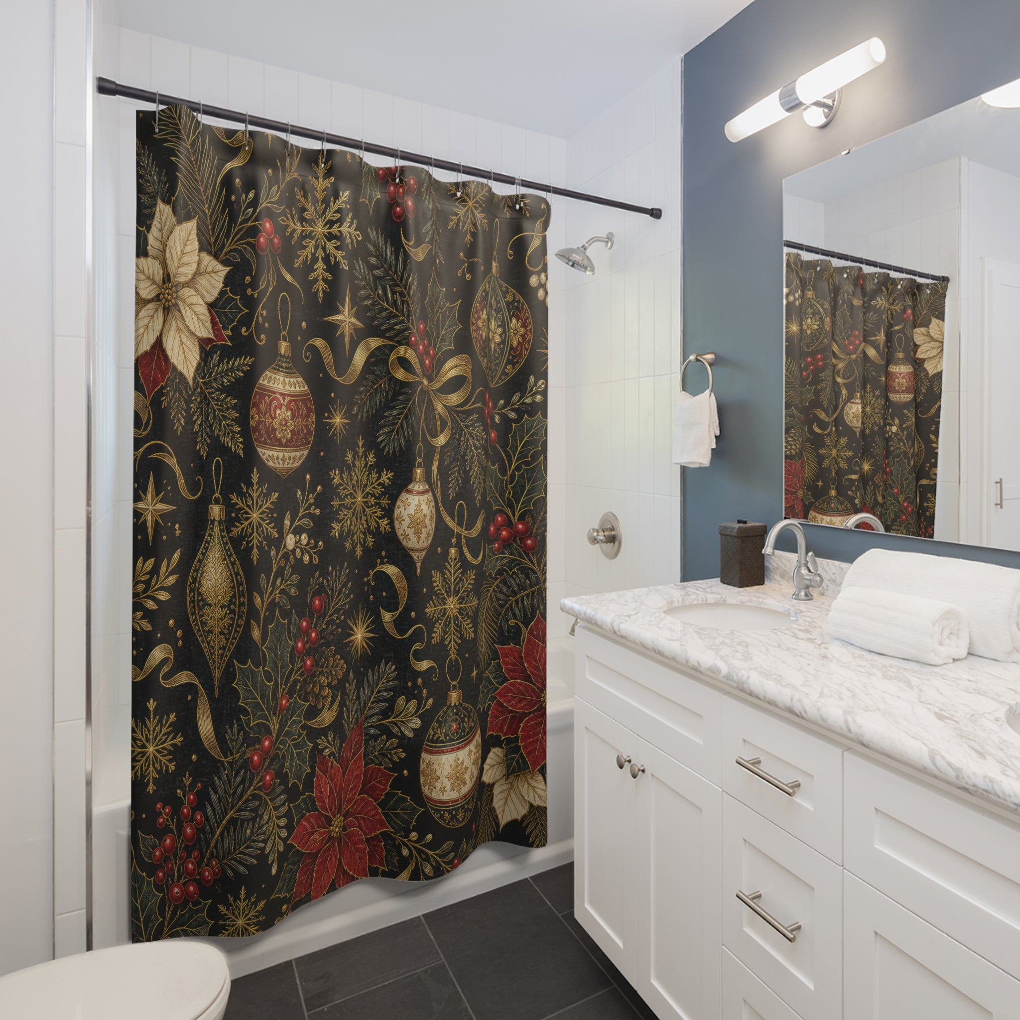 Black Gold Ornament Shower Curtain