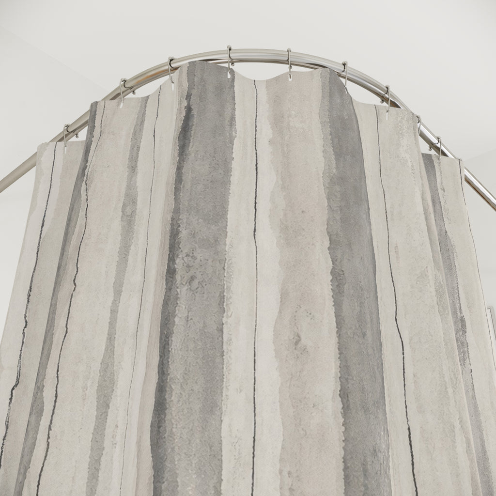 Grey Stone Stripe Shower Curtain