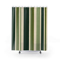 Forest Green Cream Cabana Stripe Shower Curtain
