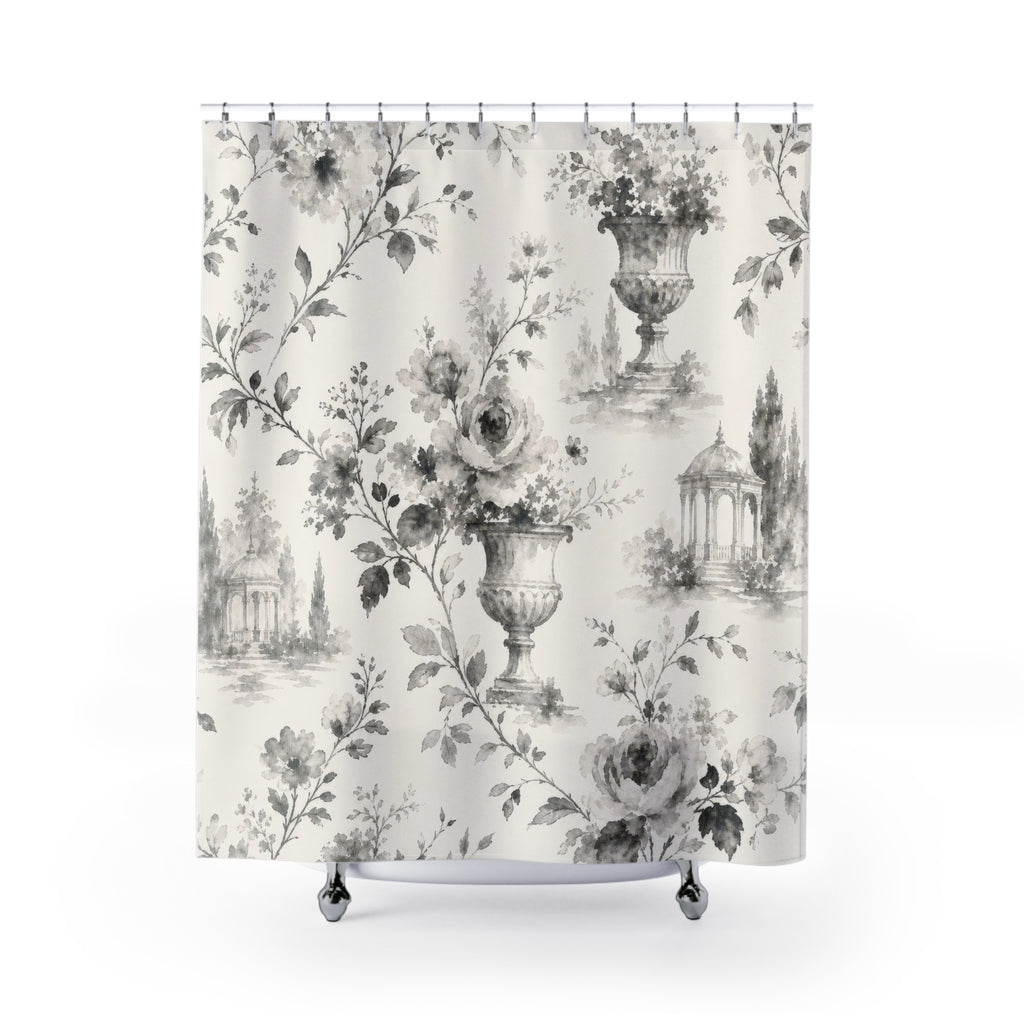 Black White Toile Shower Curtain