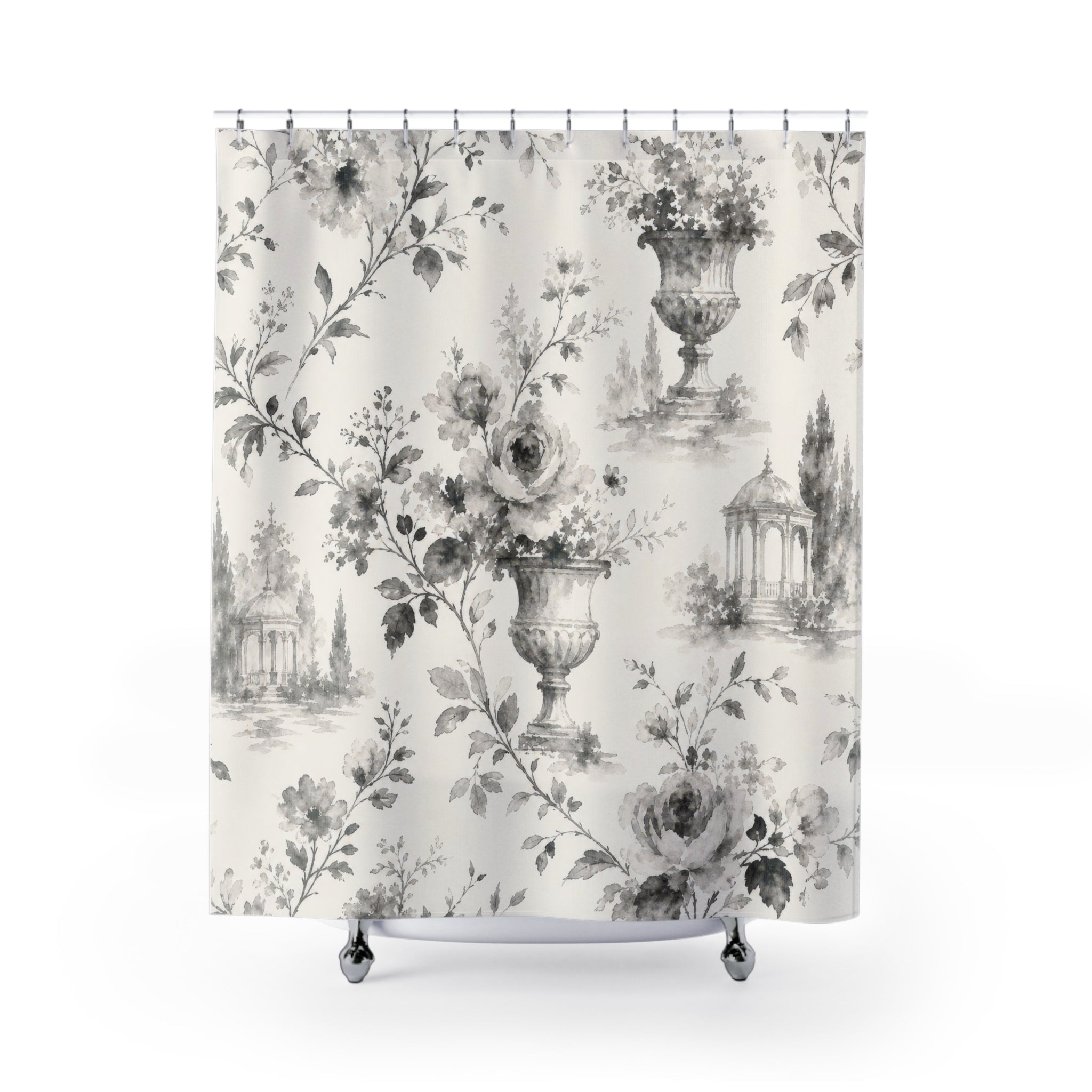 Black White Toile Shower Curtain