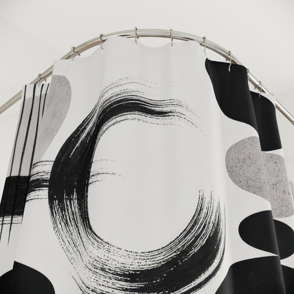 Black White Abstract Shower Curtain