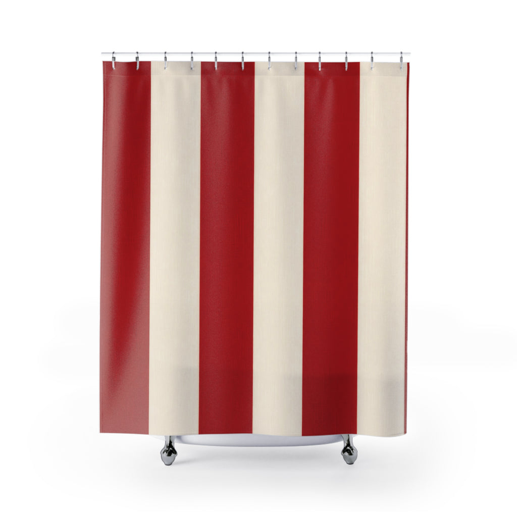 Red White Resort Cabana Shower Curtain