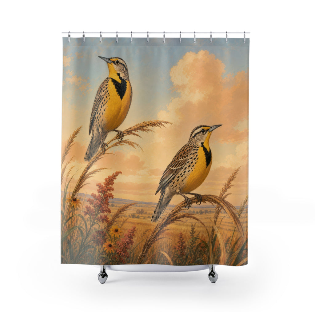 Meadowlark Pair at Sunset Shower Curtain