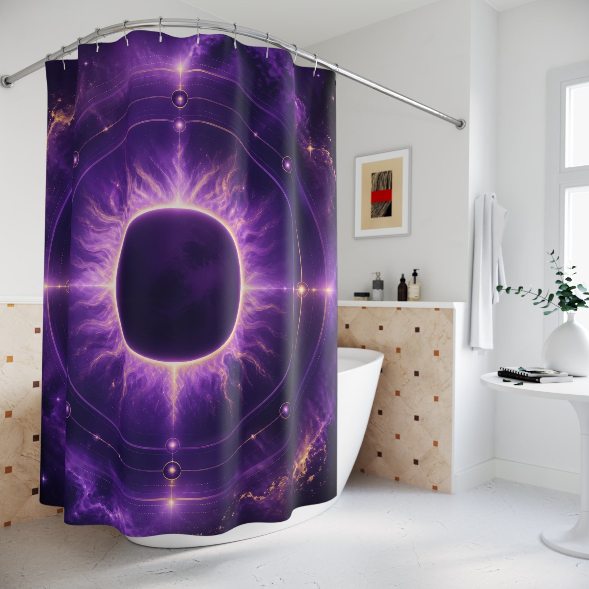 Purple Eclipse Halo Shower Curtain