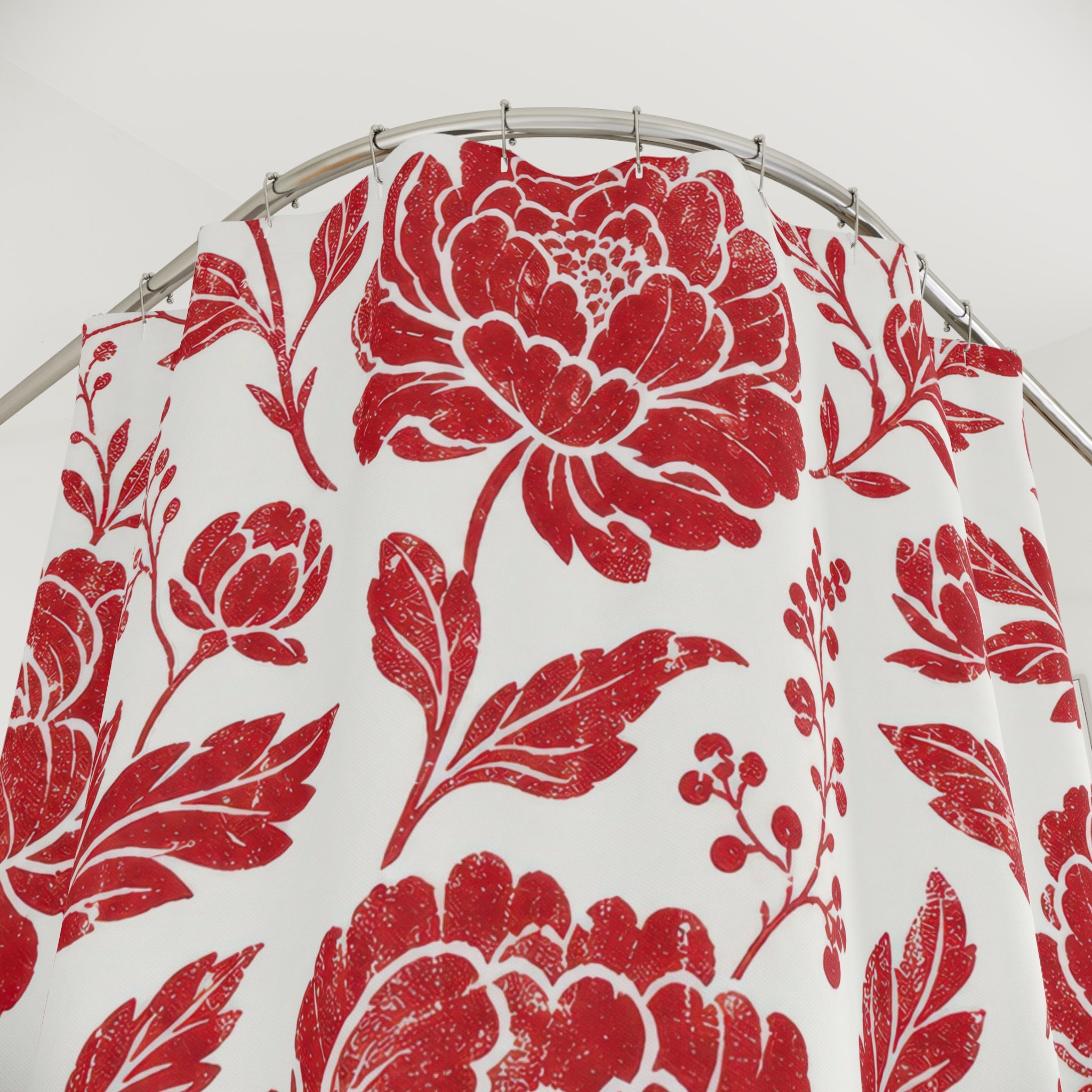 Red White Rose Shower Curtain