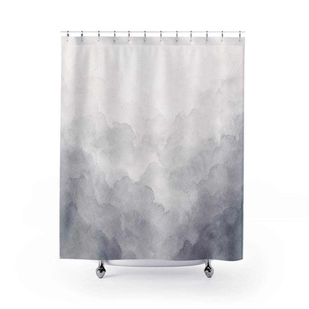 Grey White Watercolor Shower Curtain