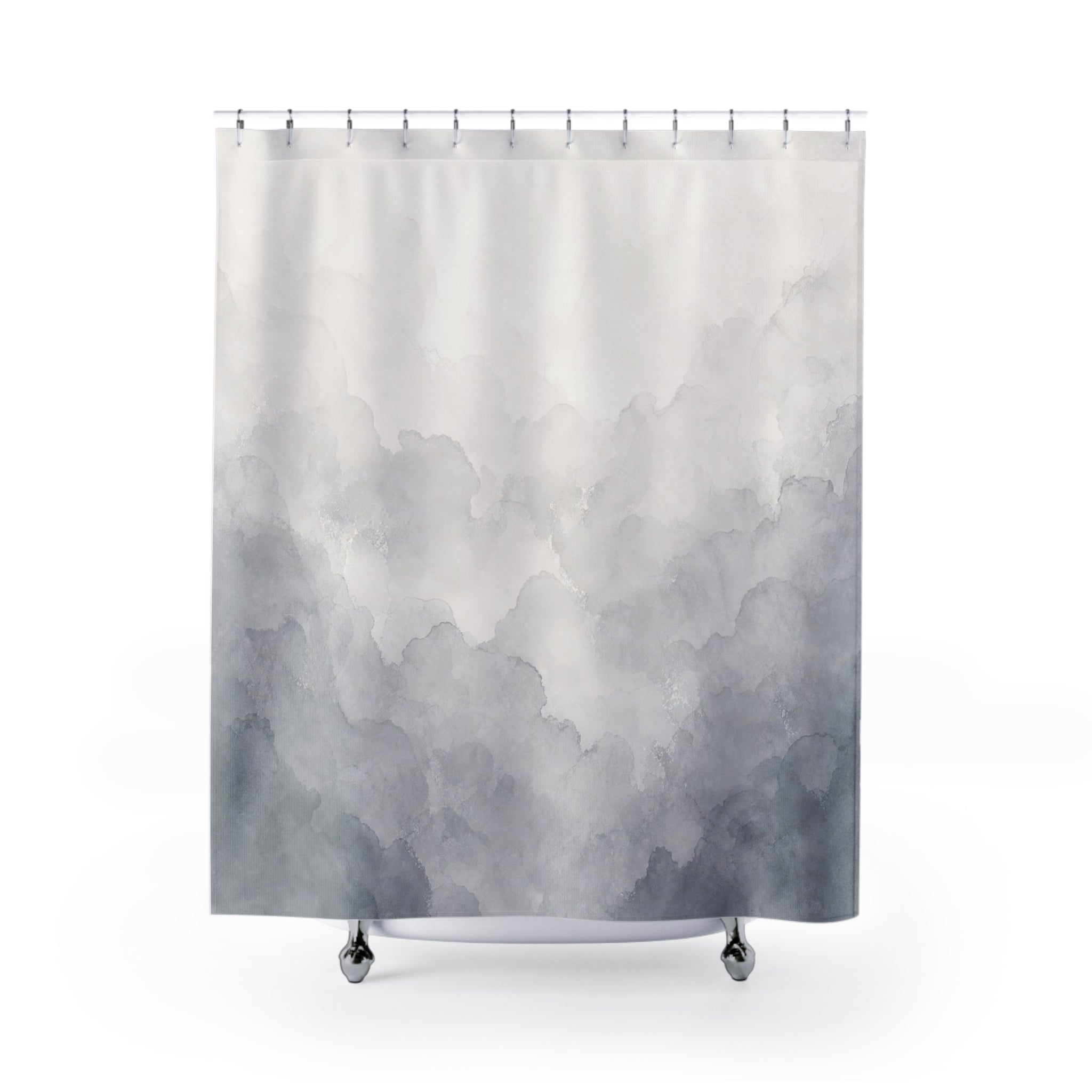 Grey White Watercolor Shower Curtain