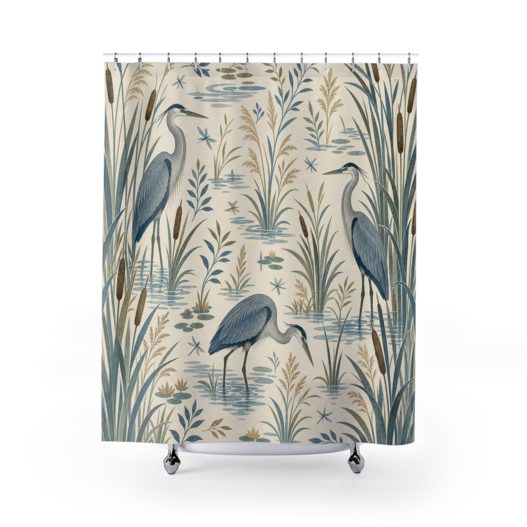 Bird Lake Heron Shower Curtain