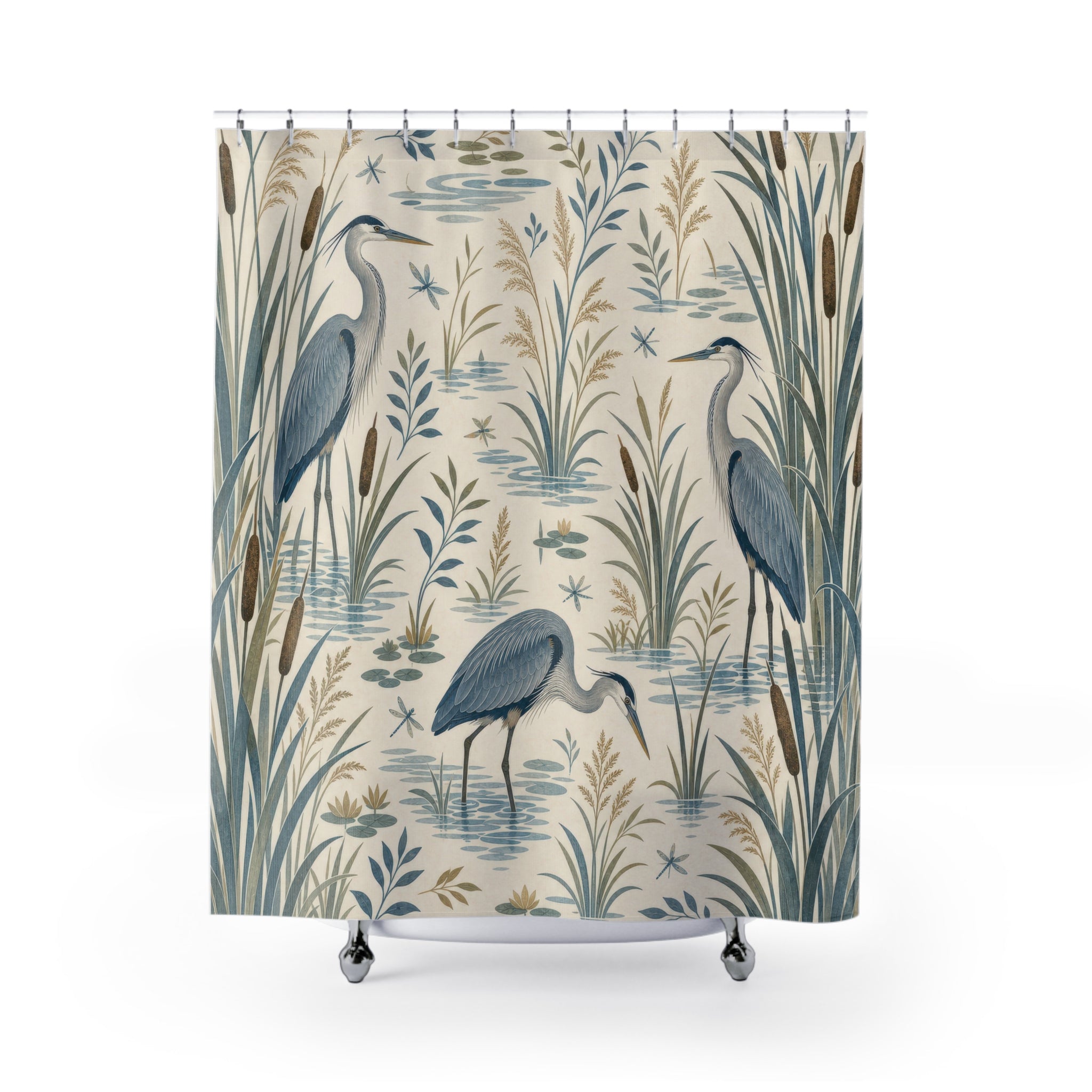 Bird Lake Heron Shower Curtain