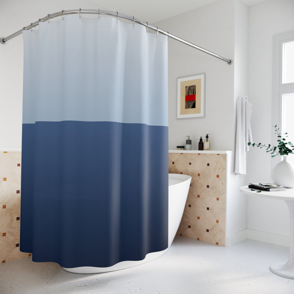 Blue and White Sky to Sea Shower Curtain