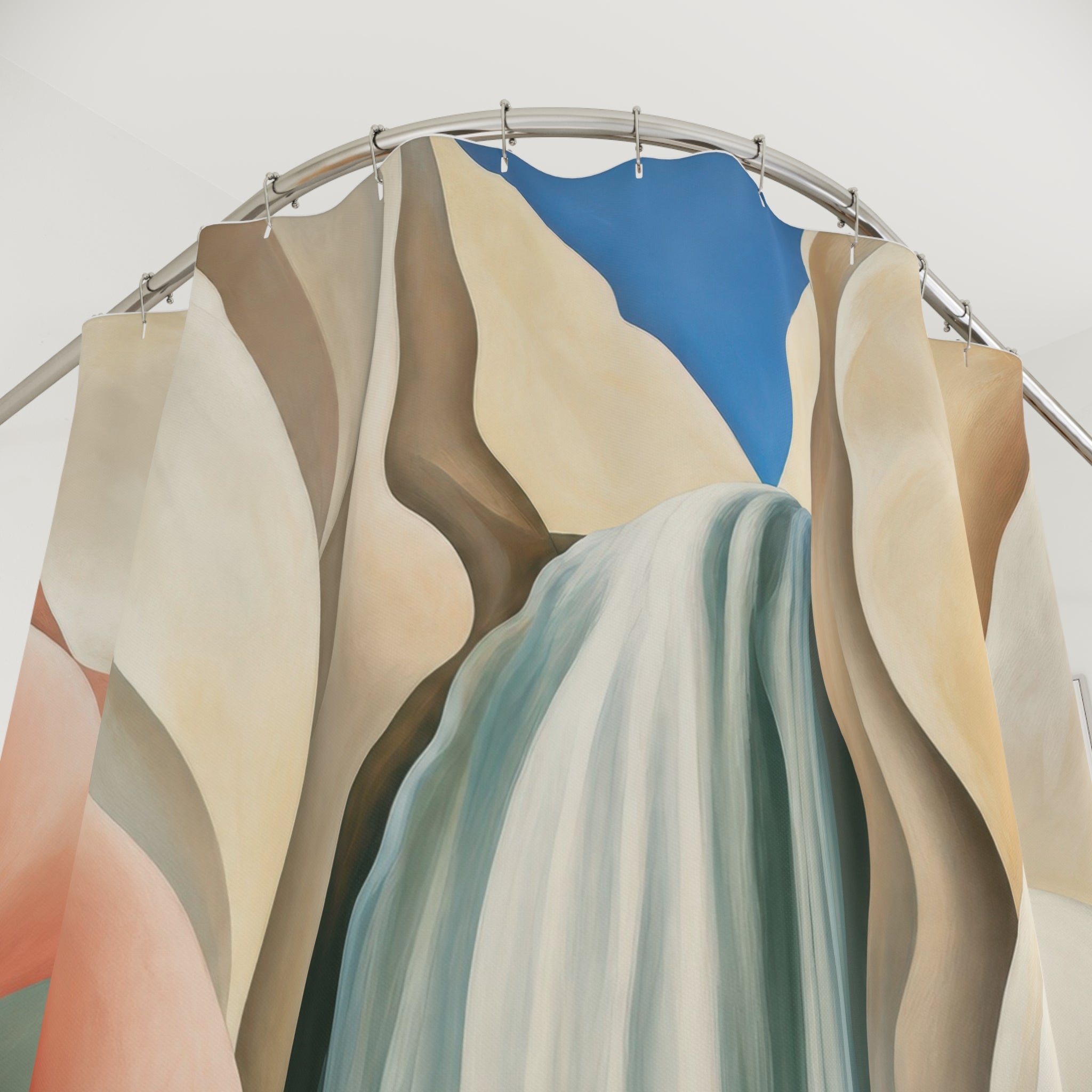 Modern Waterfall Flower Print Shower Curtain