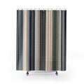 Navy Charcoal Woven Look Stripe Shower Curtain