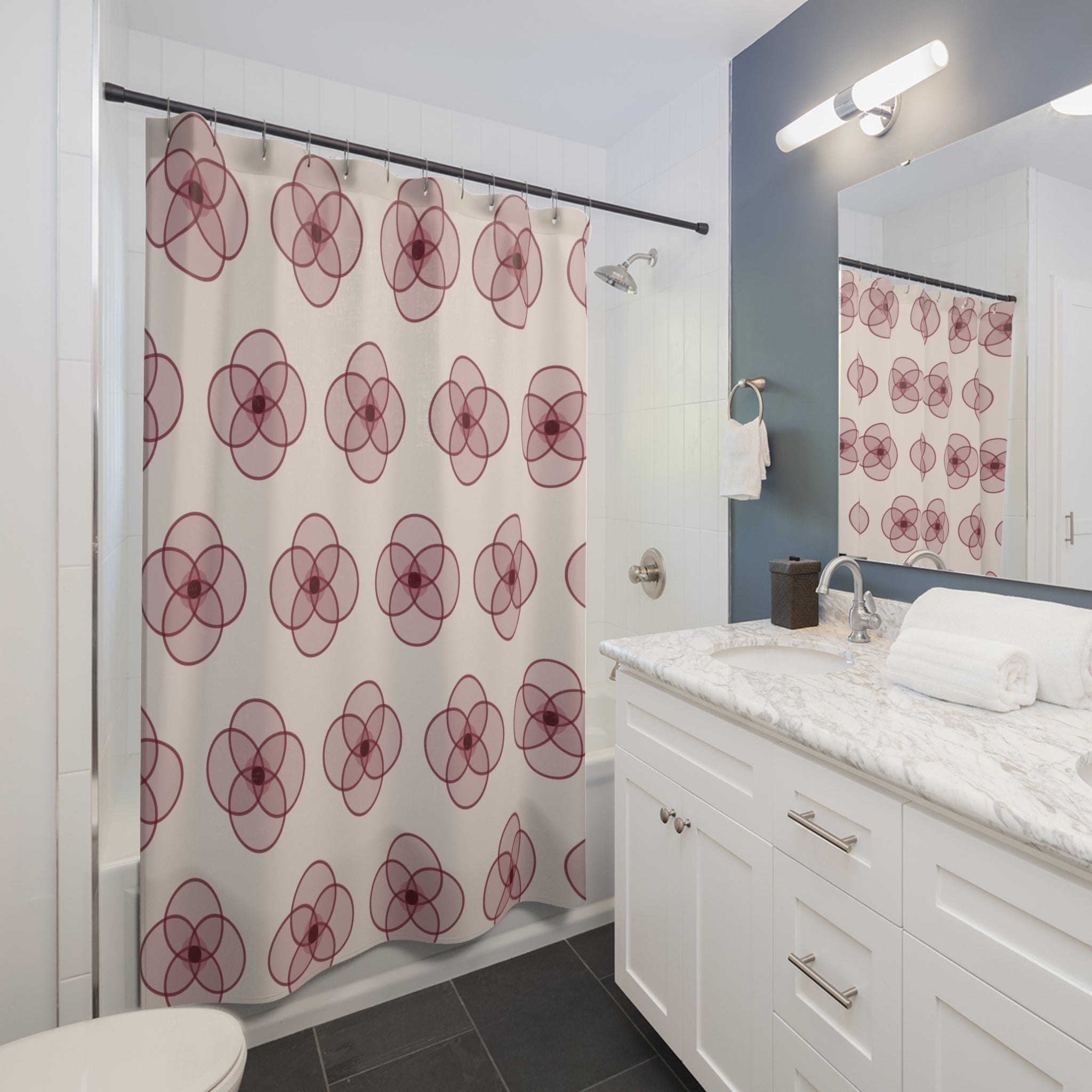 Burgundy Quatrefoil Shower Curtain
