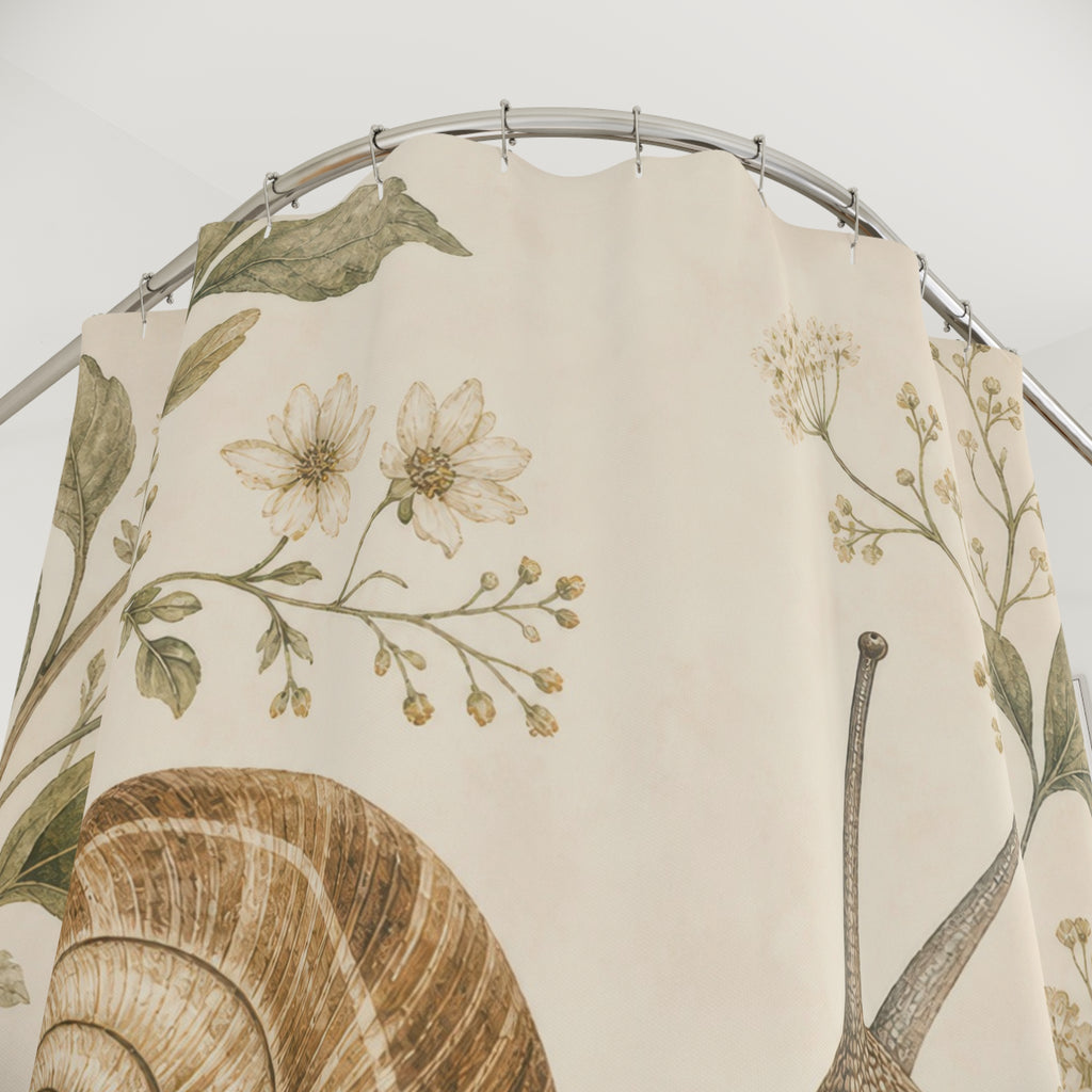 Woodland Botanical Snail Shower Curtain