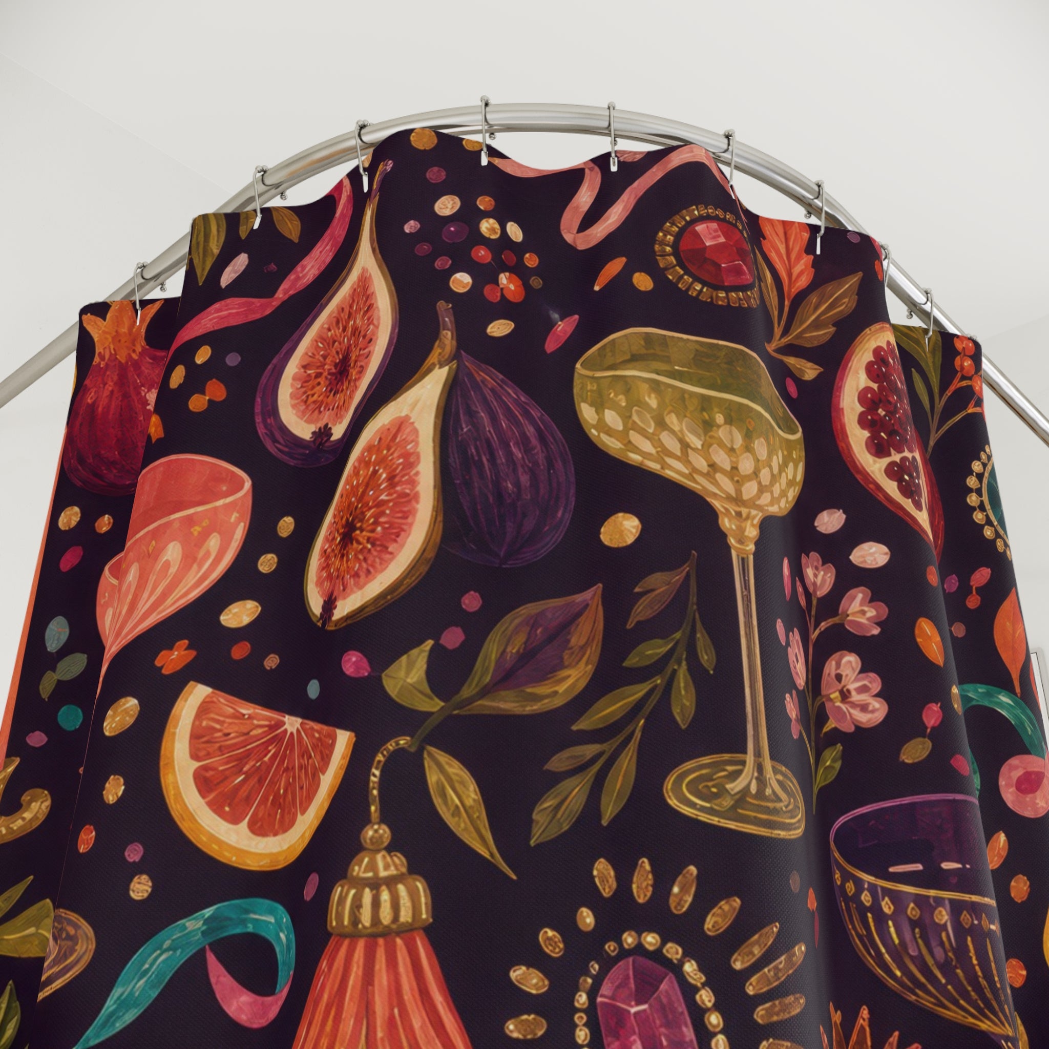 Plum Pomegranate Feast Tapestry Shower Curtain
