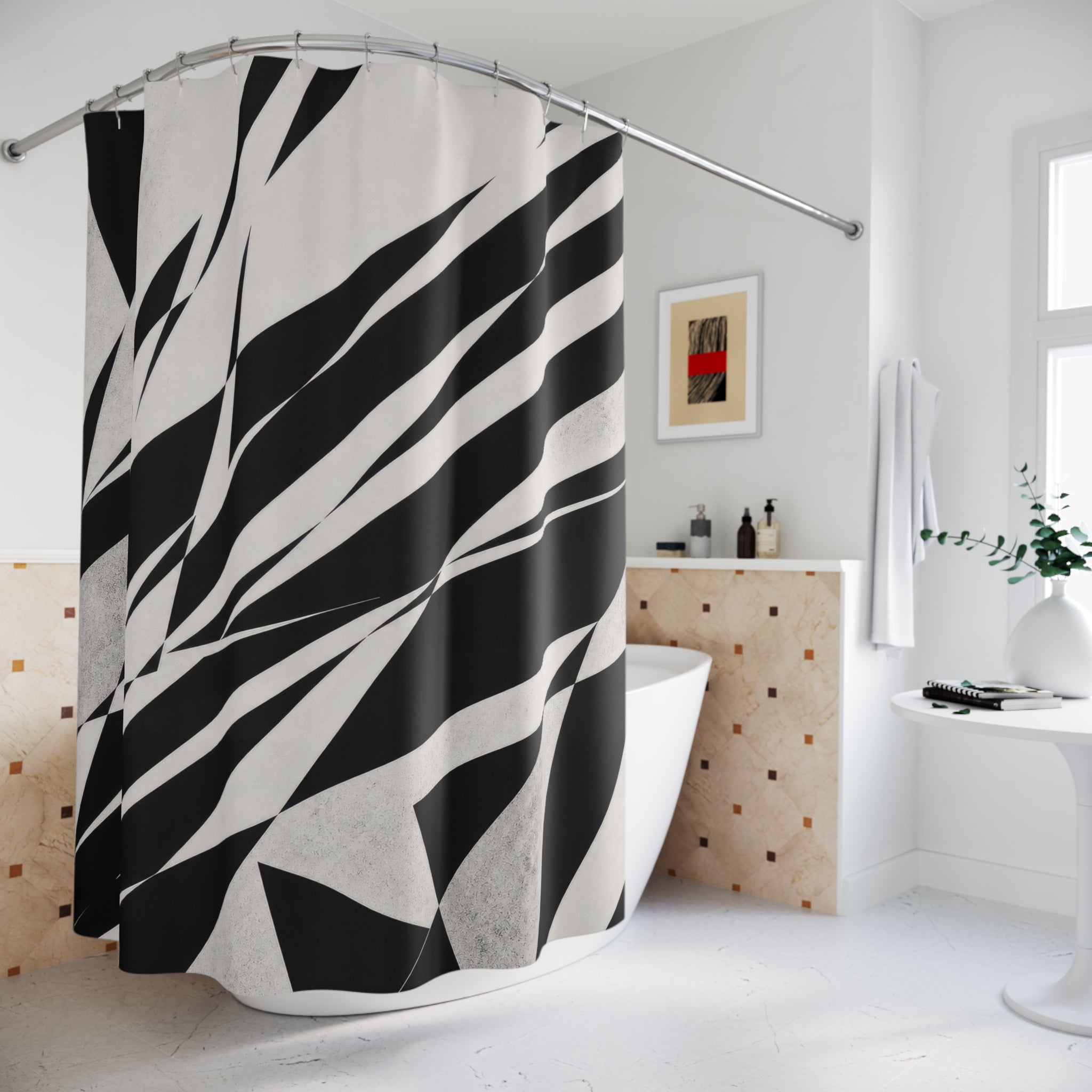 Sharp Diagonal Stripe Shower Curtain