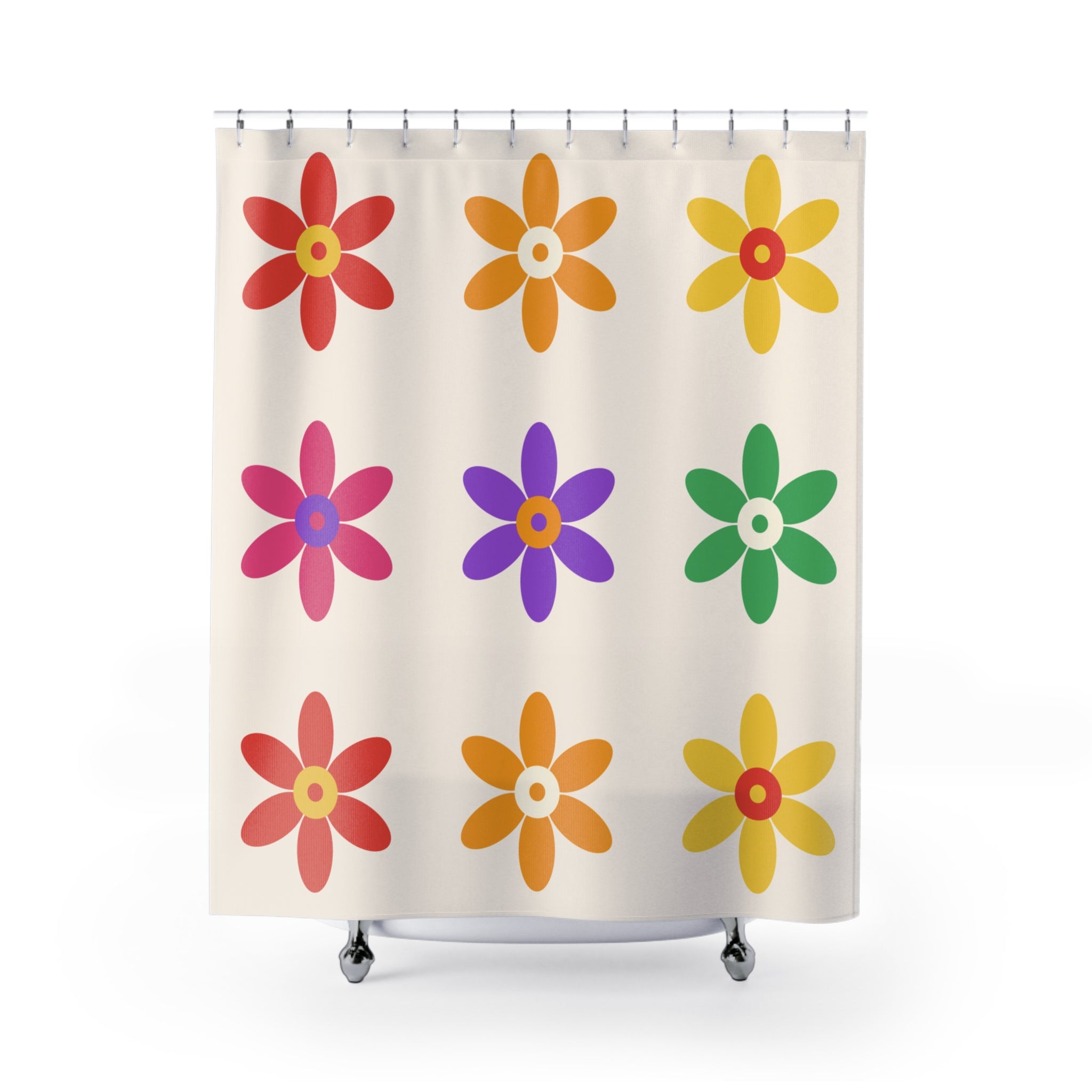 Flower Power Shower Curtain: Retro Daisy