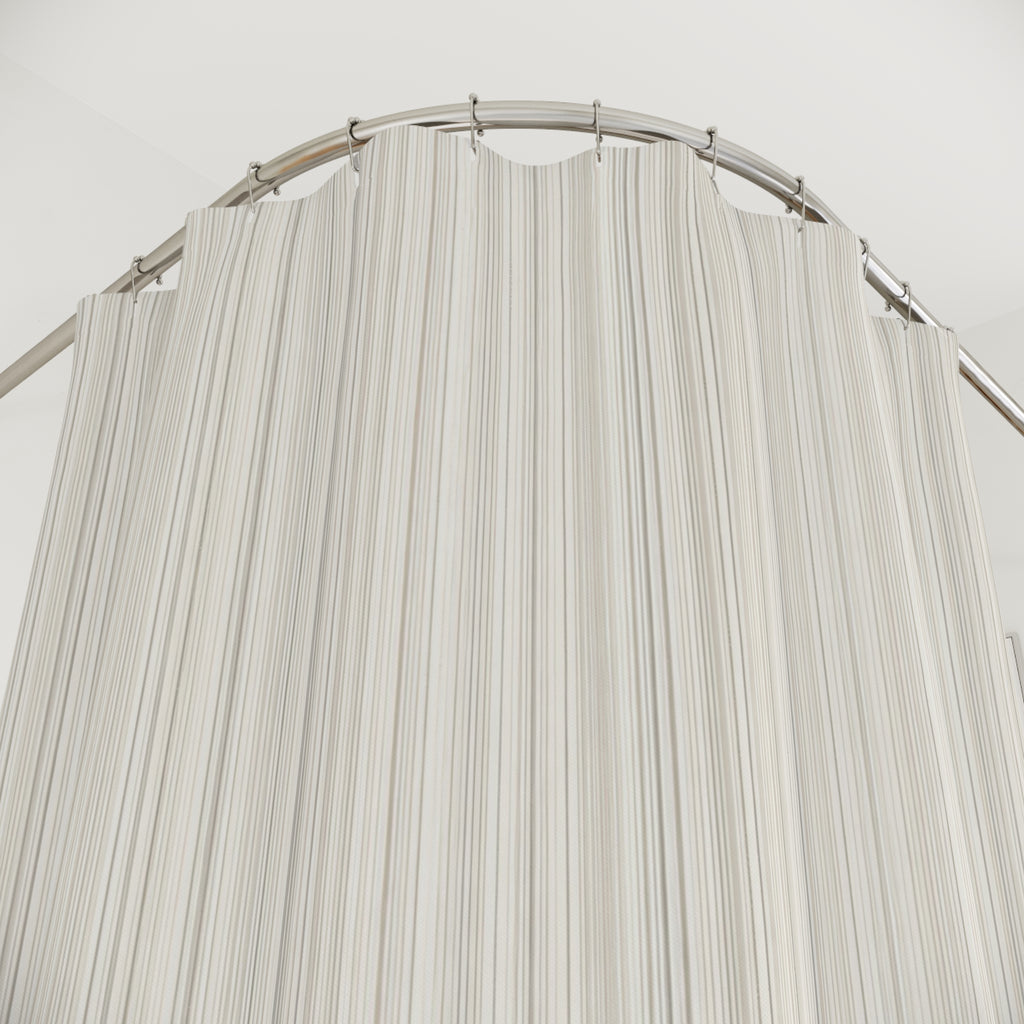 Ivory Cream Fine Pinstripe Shower Curtain