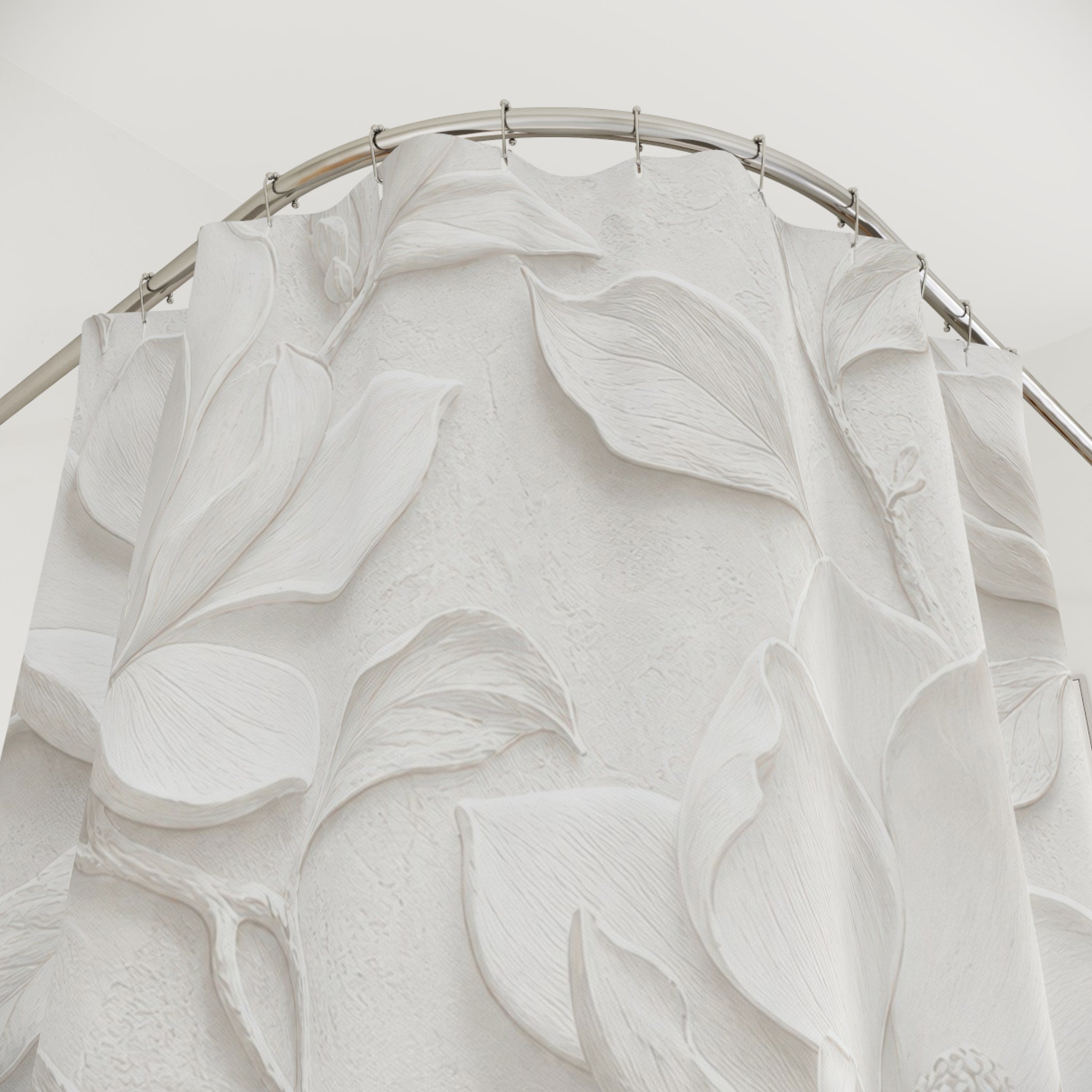 White Magnolia Relief Shower Curtain