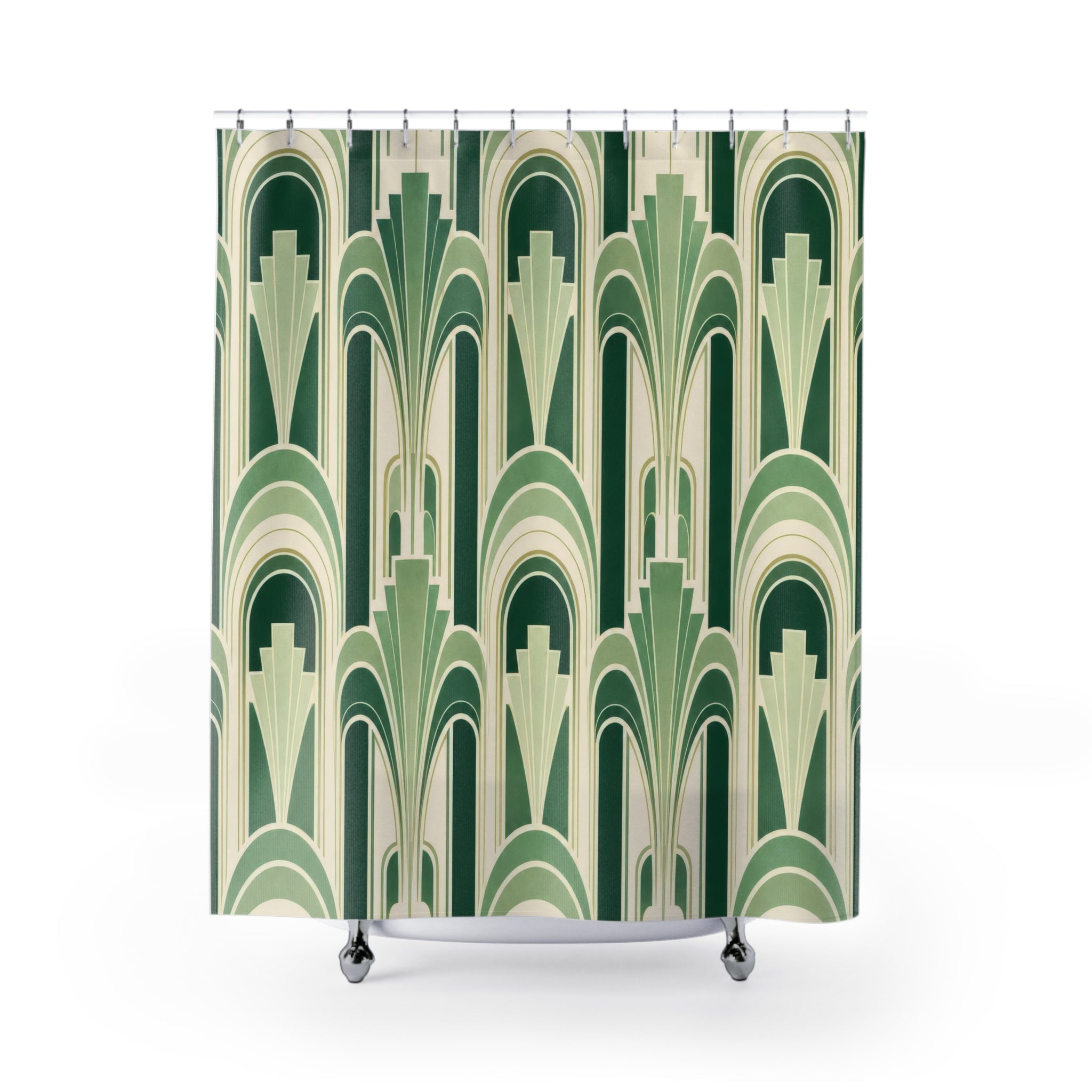 Green Art Deco Shower Curtain