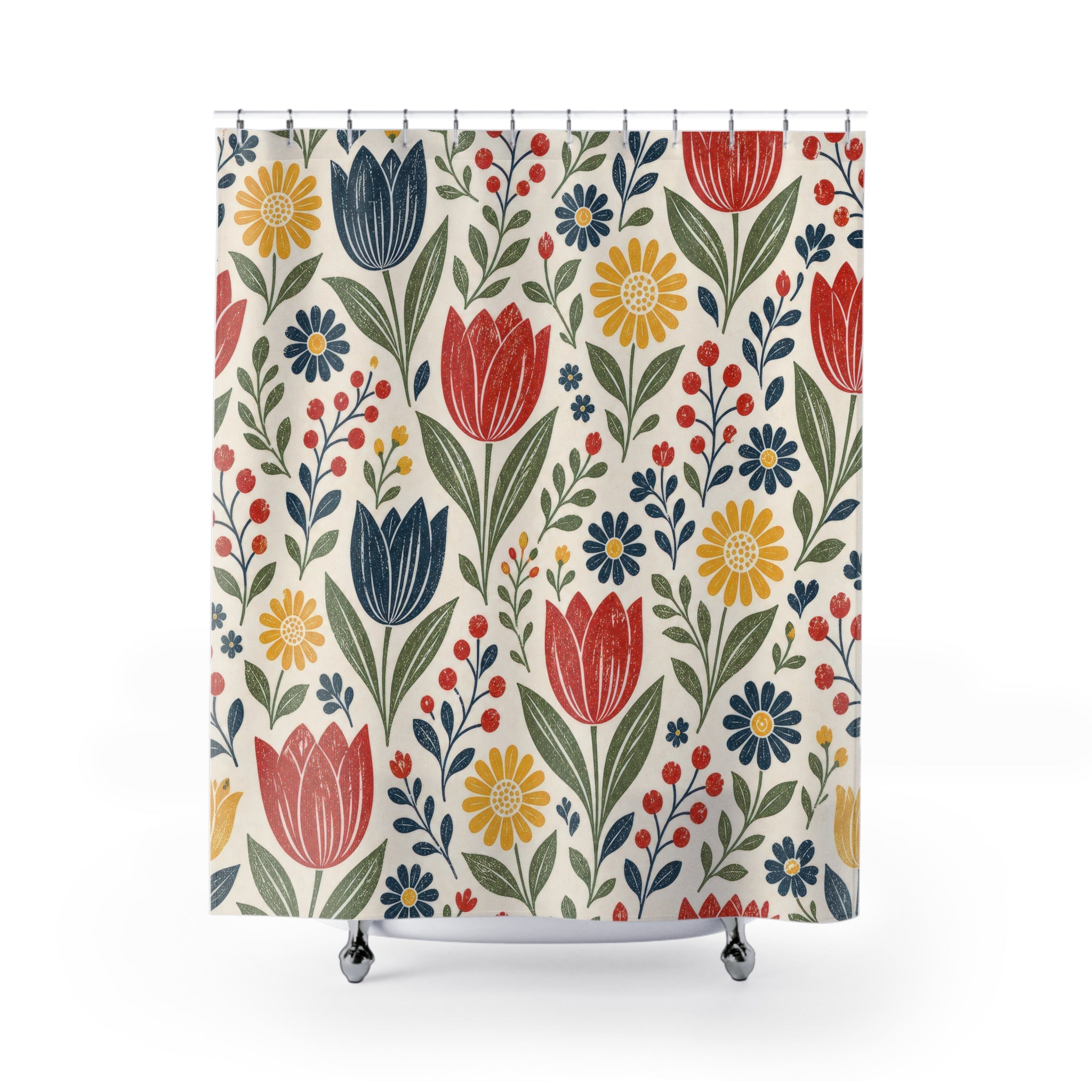 Folk Tulip Shower Curtain