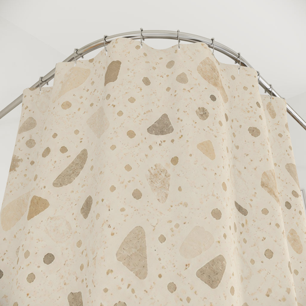 Neutral Terrazzo Stone Shower Curtain