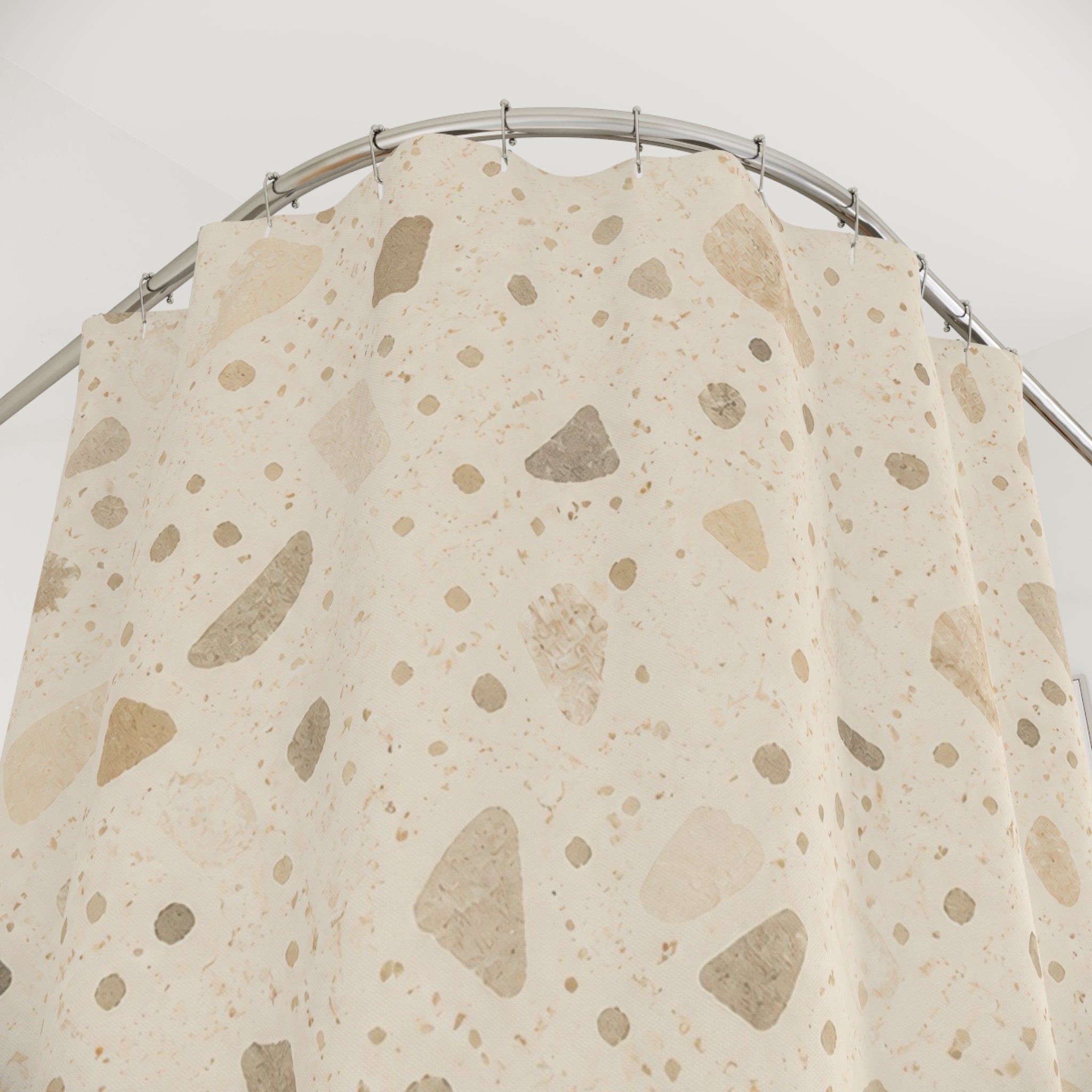 Neutral Terrazzo Stone Shower Curtain