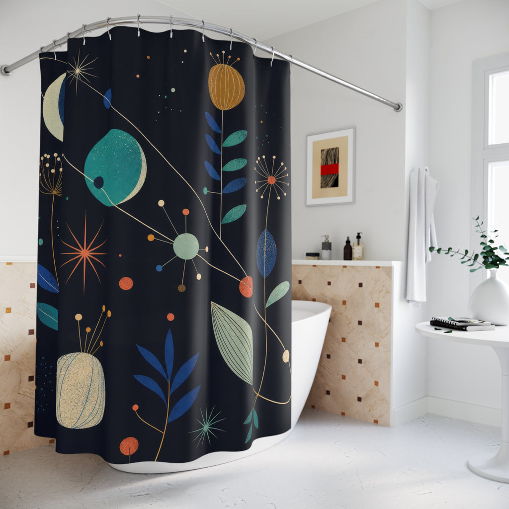 Orbital Garden Mid Century Shower Curtain