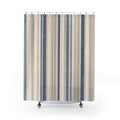Beige French Country Ticking Stripe Shower Curtain