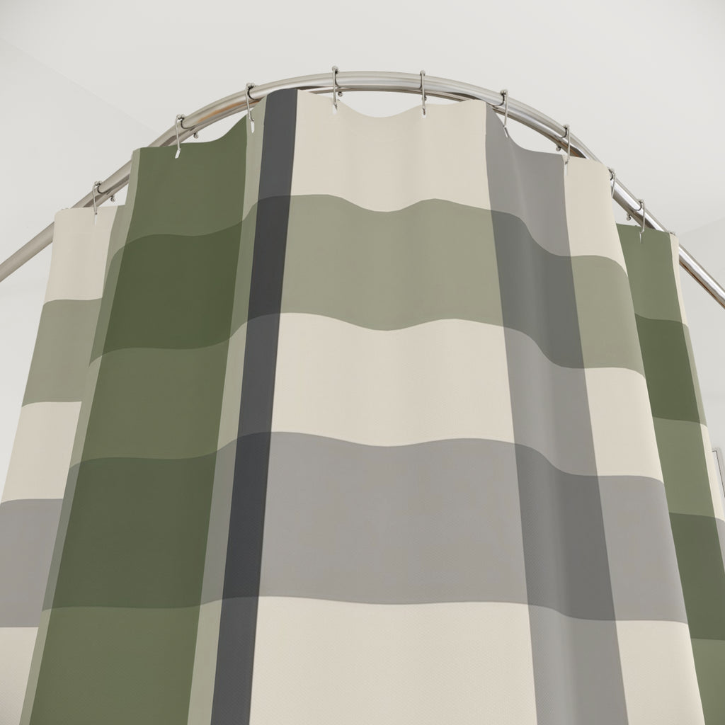 Green Grey Plaid Shower Curtain