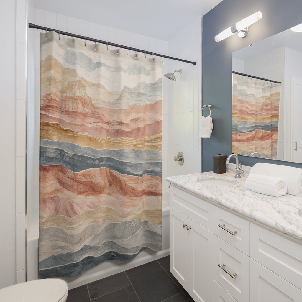Layered Canyon Landscape Shower Curtain