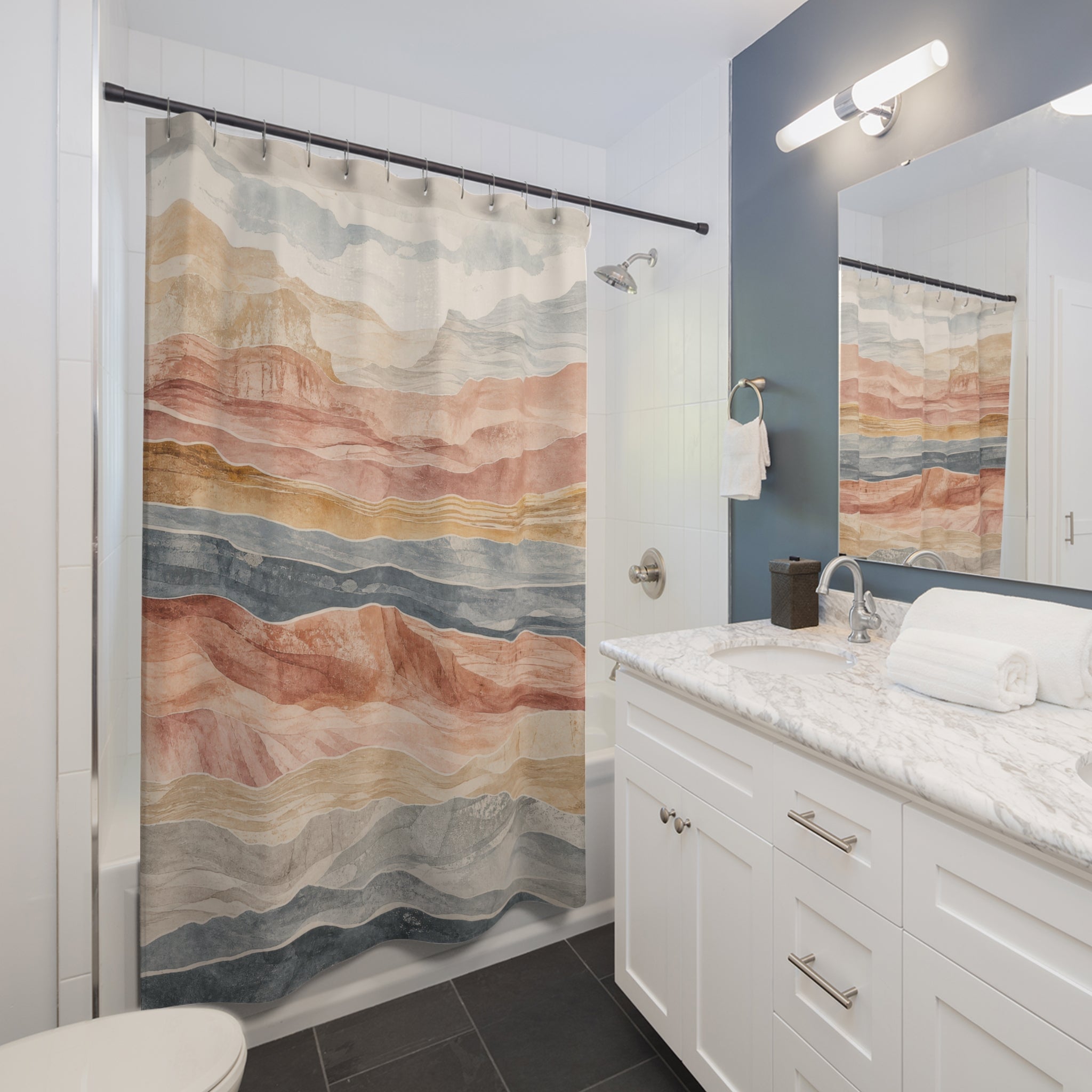 Layered Canyon Landscape Shower Curtain