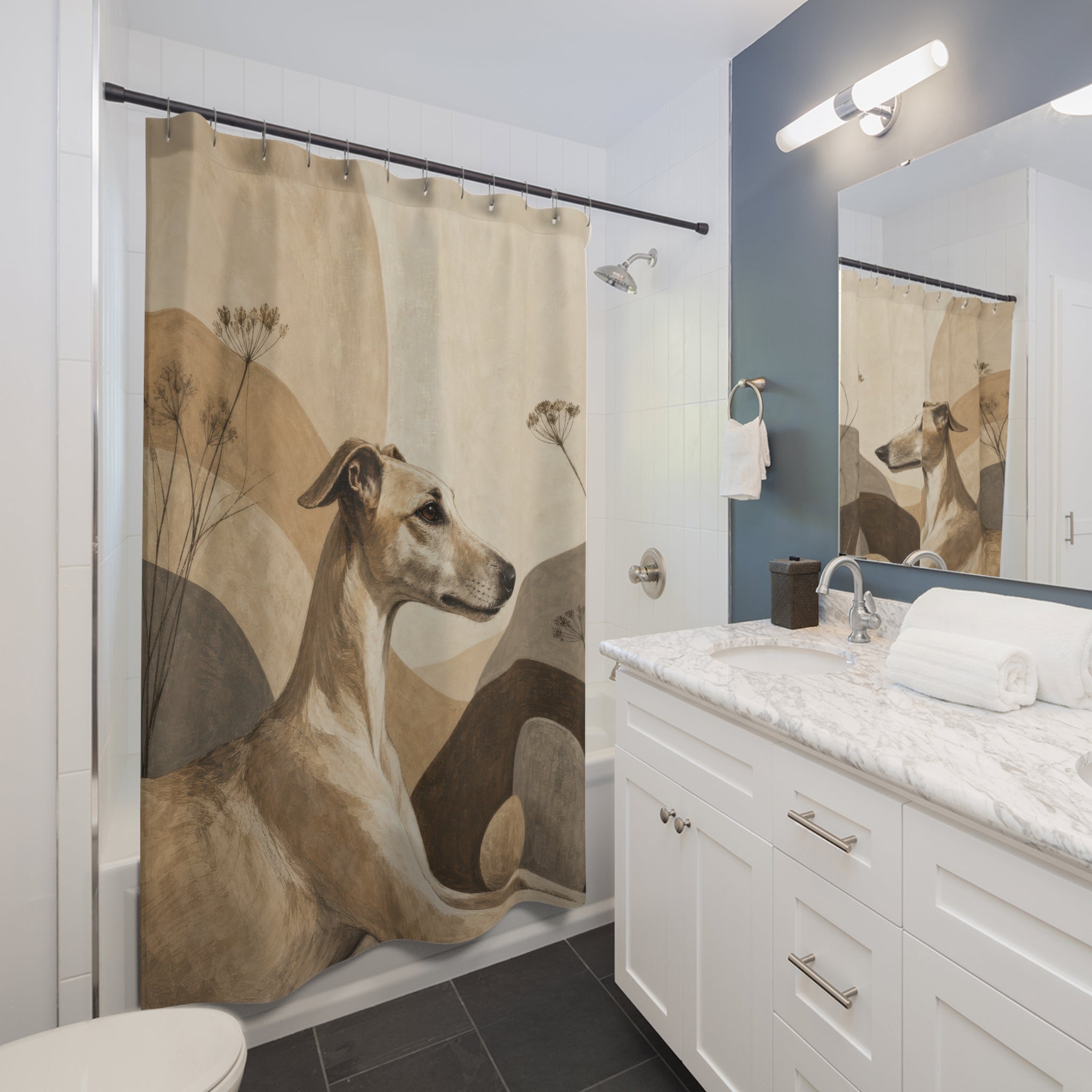 Sandstone Sighthound Beige Dog Shower Curtain
