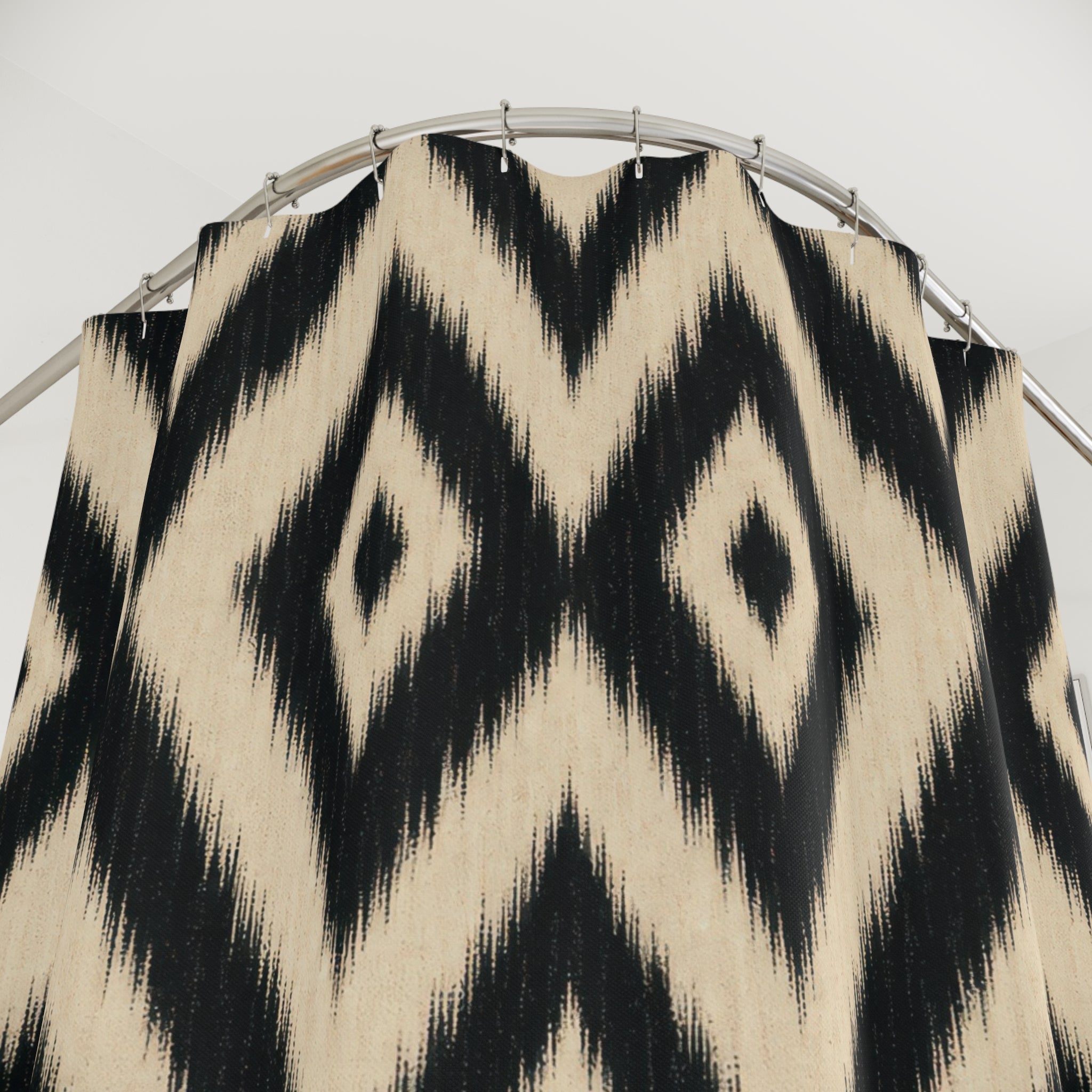 Black Cream Diamond Shower Curtain